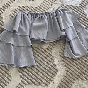 Off the shoulder cropped stripped top